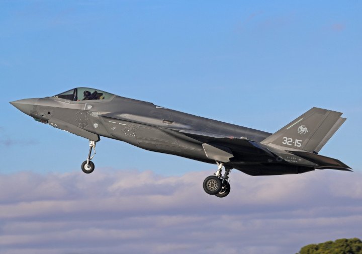 Italian Air Force F-35A takes off from Los Llanos Air Base during the Tactical Leadership Programme in Albacete, Spain, November 21, 2024. (Source: Getty Images)