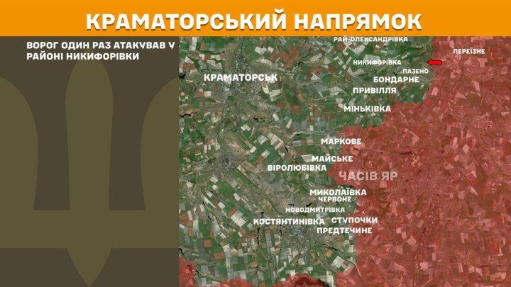mapa del frente Kramatorsk ataque ruso cerca de Nykyforivka combates guerra Rusia Ucrania Donetsk