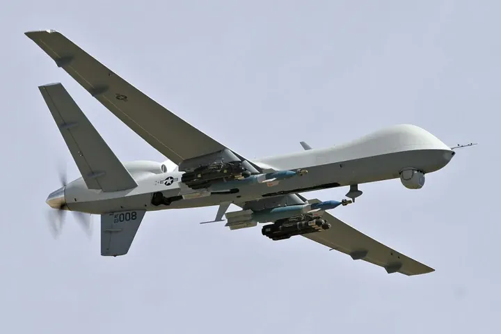 US MQ-9 Reaper combat drone armed with missiles and guided bombs. (Source: Open Source) US MQ-9 Reaper combat drone armed with missiles and guided bombs. (Source: Open Source)