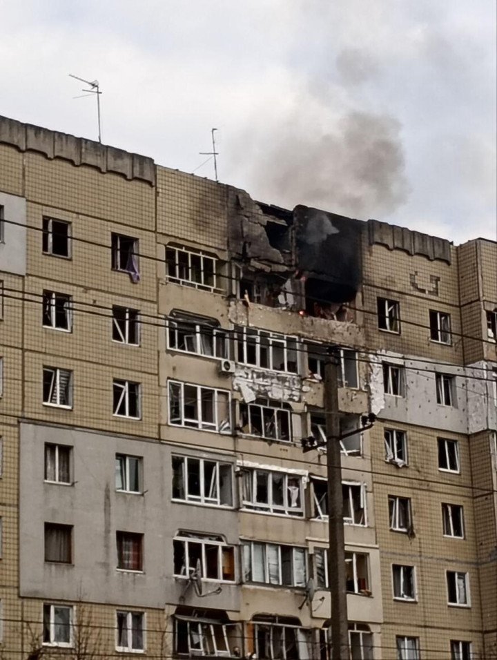 Russian forces launched drone attacks on Lviv, damaging a residential building on March 24, 2026. (Source: Andrii Sadovyi)