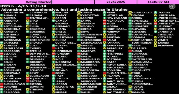 The United States and Russia are amongst countries which voted against UN measure on war in Ukraine The United States and Russia are amongst countries which voted against UN measure on war in Ukraine