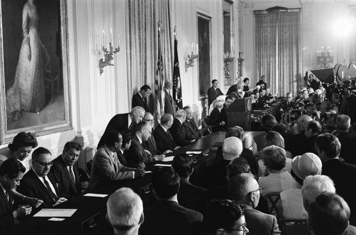 The signing ceremony of the Treaty on the Non-Proliferation of Nuclear Weapons (NPT) 1968 (Source: Gene Forte via Getty Images) The signing ceremony of the Treaty on the Non-Proliferation of Nuclear Weapons (NPT) 1968 (Source: Gene Forte via Getty Images)