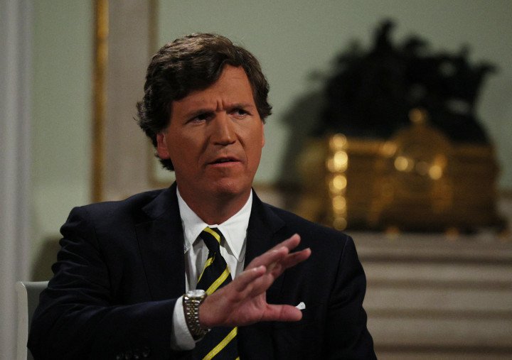 US talk show host Tucker Carlson during the interview with Vladimir Putin at the Kremlin in Moscow on February 6, 2024. (Source: Getty Images) US talk show host Tucker Carlson during the interview with Vladimir Putin at the Kremlin in Moscow on February 6, 2024. (Source: Getty Images)
