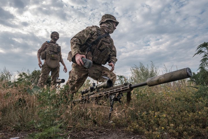Sniper of the 1st brigade of National Guard "Bureviy' takes part in military training in Donetsk region, Ukraine on July 9, 2024. (Source: Getty Images) Sniper of the 1st brigade of National Guard "Bureviy' takes part in military training in Donetsk region, Ukraine on July 9, 2024. (Source: Getty Images)