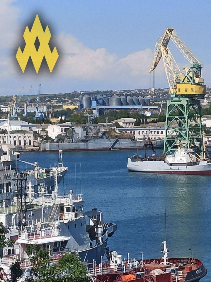 Ukrainian navy ship Konstantin Olshansky docked and stripped for parts in Sevastopol Bay, in June 2025. (Source: Atesh) Ukrainian navy ship Konstantin Olshansky docked and stripped for parts in Sevastopol Bay, in June 2025. (Source: Atesh)
