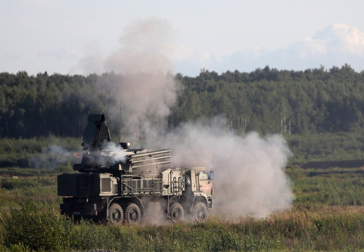 A Russian Pantsir air defense system is demonstrated during the ARMY 2018 military forum at Kubinka airfield near Moscow on August 21, 2018. (Source: Getty Images) A Russian Pantsir air defense system is demonstrated during the ARMY 2018 military forum at Kubinka airfield near Moscow on August 21, 2018. (Source: Getty Images)