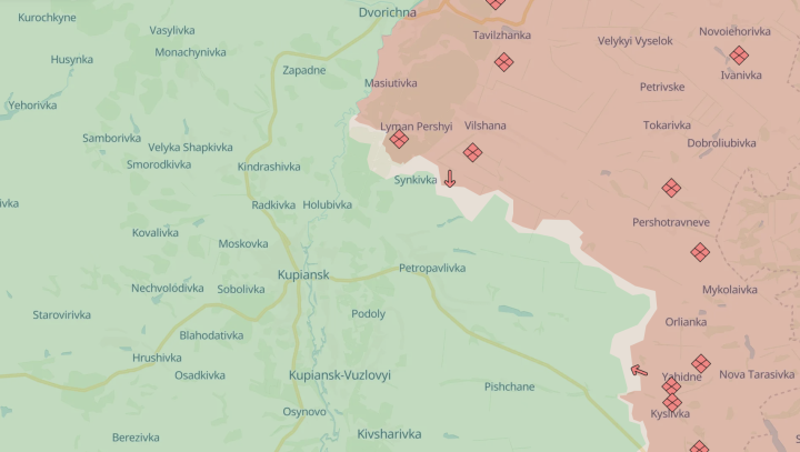 Kupiansk direction, Kharkiv regio, Ukraine. (Source: deepstatemap) Kupiansk direction, Kharkiv regio, Ukraine. (Source: deepstatemap)