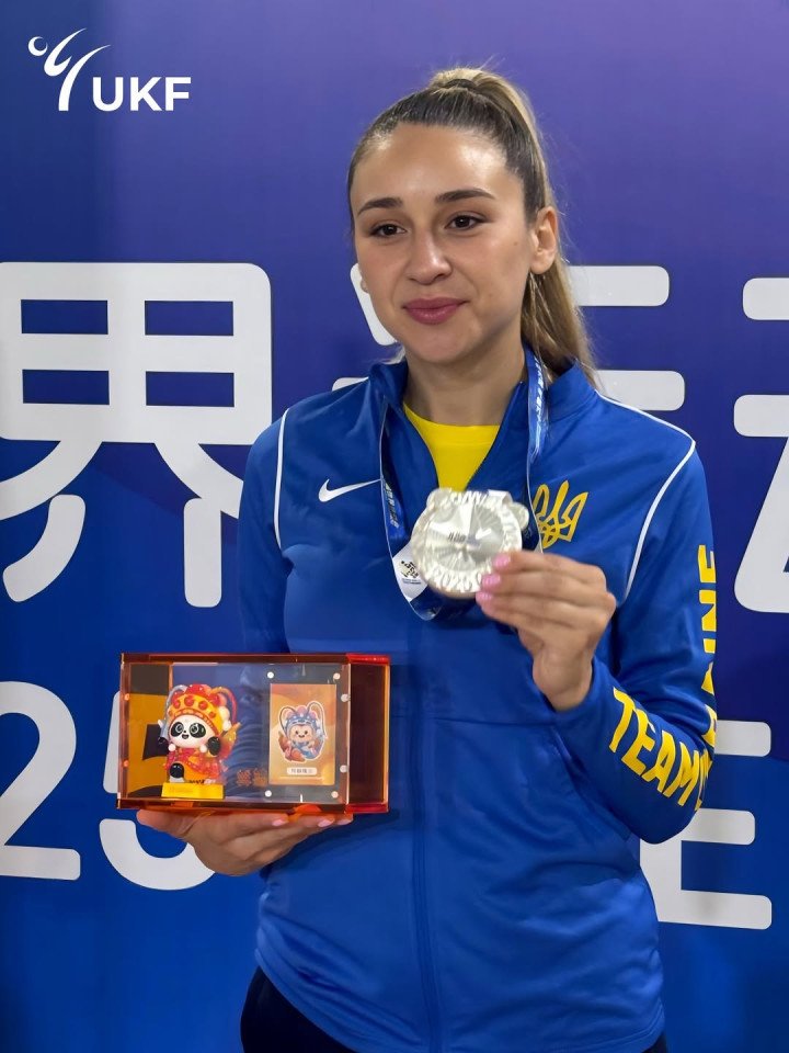 Ukrainian karateka Anzhelika Terliuga won silver in the under-55 kg event at the 2025 World Games in Chengdu, China. (Source: Ukrainian Karate Federation) Ukrainian karateka Anzhelika Terliuga won silver in the under-55 kg event at the 2025 World Games in Chengdu, China. (Source: Ukrainian Karate Federation)