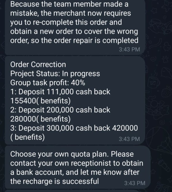 A scam message asking victims to make additional payments to complete a fake order. (Source: South First) A scam message asking victims to make additional payments to complete a fake order. (Source: South First)
