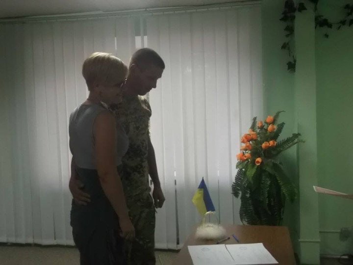 Vasyl and Maryna after their marriage registration ceremony in 2014. (Source: Maryna's personal archive)