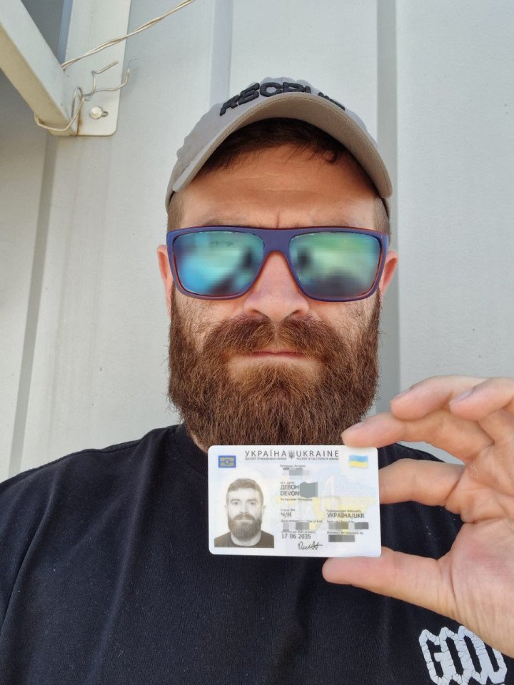 Devon, a former combat medic in Ukraine’s International Legion, holding his Ukrainian ID. Photo by Devon/UNITED24 Media Devon, a former combat medic in Ukraine’s International Legion, holding his Ukrainian ID. Photo by Devon/UNITED24 Media