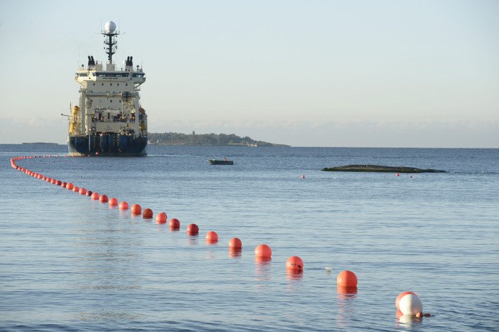 The C-Lion1 submarine telecommunications cable is being laid to the bottom of the Baltic Sea by the cable-laying ship "Ile de Brehat" off the shore of Helsinki. Illustrative image. (Source: Getty Images) The C-Lion1 submarine telecommunications cable is being laid to the bottom of the Baltic Sea by the cable-laying ship "Ile de Brehat" off the shore of Helsinki. Illustrative image.