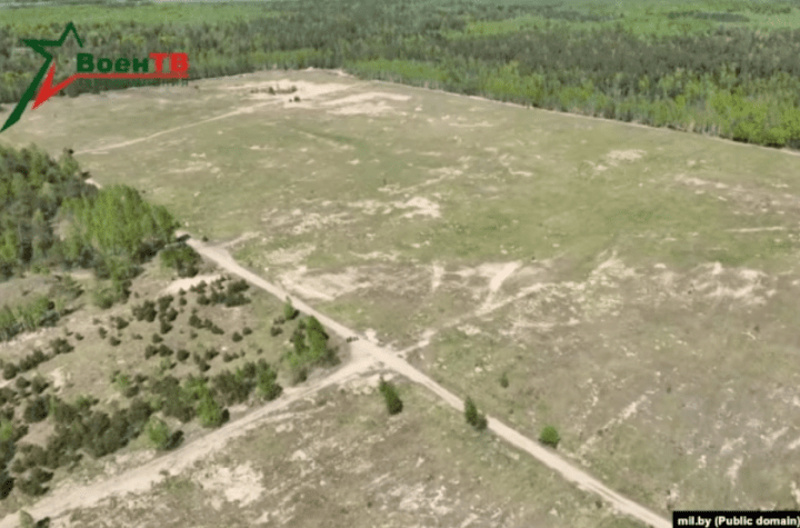 The western, largest section where construction of the military facility near the village of Pavlivka is currently underway, featured in a “VoenTV” report on May 28, 2024. Screenshot from video. (Source: Radio Svoboda)
