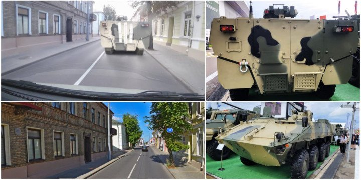 Vehículo blindado de transporte de tropas ruso BTR-22 avistado en Grodno, Bielorrusia, cerca de la frontera con Polonia, durante las maniobras Zapad-2025. (Fuente: Military Journal)