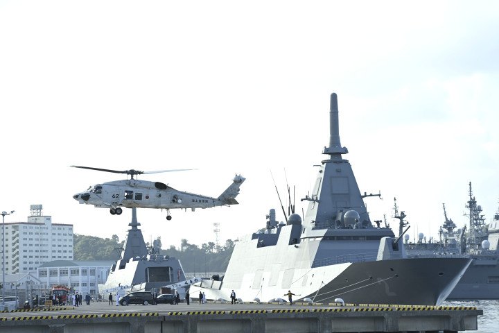 Mogami-class multi-mission stealth frigate at the JMSDF Yokosuka naval base, September 5, 2022. (Source: Getty Images)