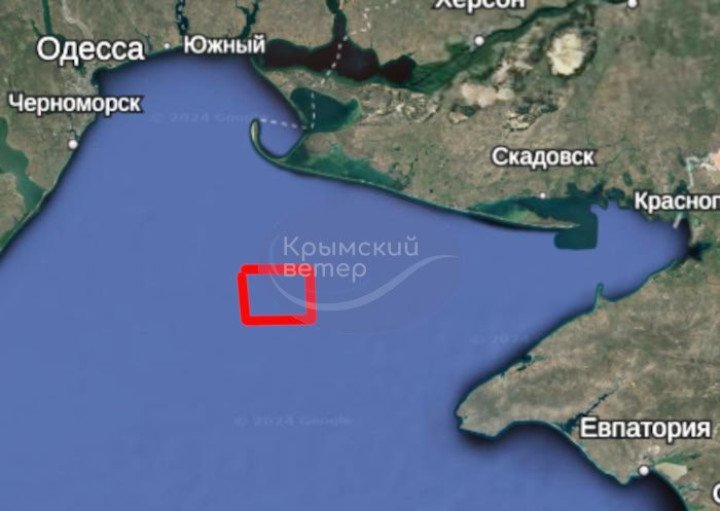 The image shows a highlighted section on the map, marking the area, where the missing Russian Su-30SM fighter jet is believed to have disappeared. (Source: Crimean Wind) The image shows a highlighted section on the map, marking the area, where the missing Russian Su-30SM fighter jet is believed to have disappeared. (Source: Crimean Wind)