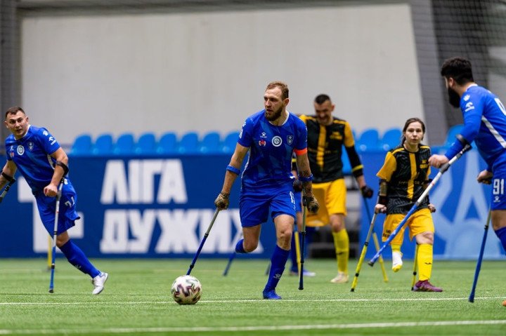 Players during an amputee football match during a tournament of the League of the Mighty of the Dynamo Kyiv in Kyiv on January 11, 2025, amid the Russian invasion of Ukraine. (Source: Ukrainian Association of Football) Players during an amputee football match during a tournament of the League of the Mighty of the Dynamo Kyiv in Kyiv on January 11, 2025, amid the Russian invasion of Ukraine. (Source: Ukrainian Association of Football)