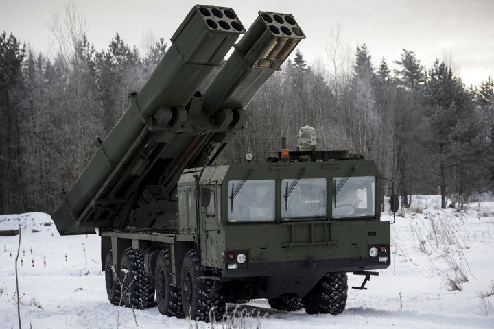 9A53 combat vehicle of the 9K512 Uragan-1M multiple launch rocket system. (Source: Wikipedia) 9A53 combat vehicle of the 9K512 Uragan-1M multiple launch rocket system. (Source: Wikipedia)