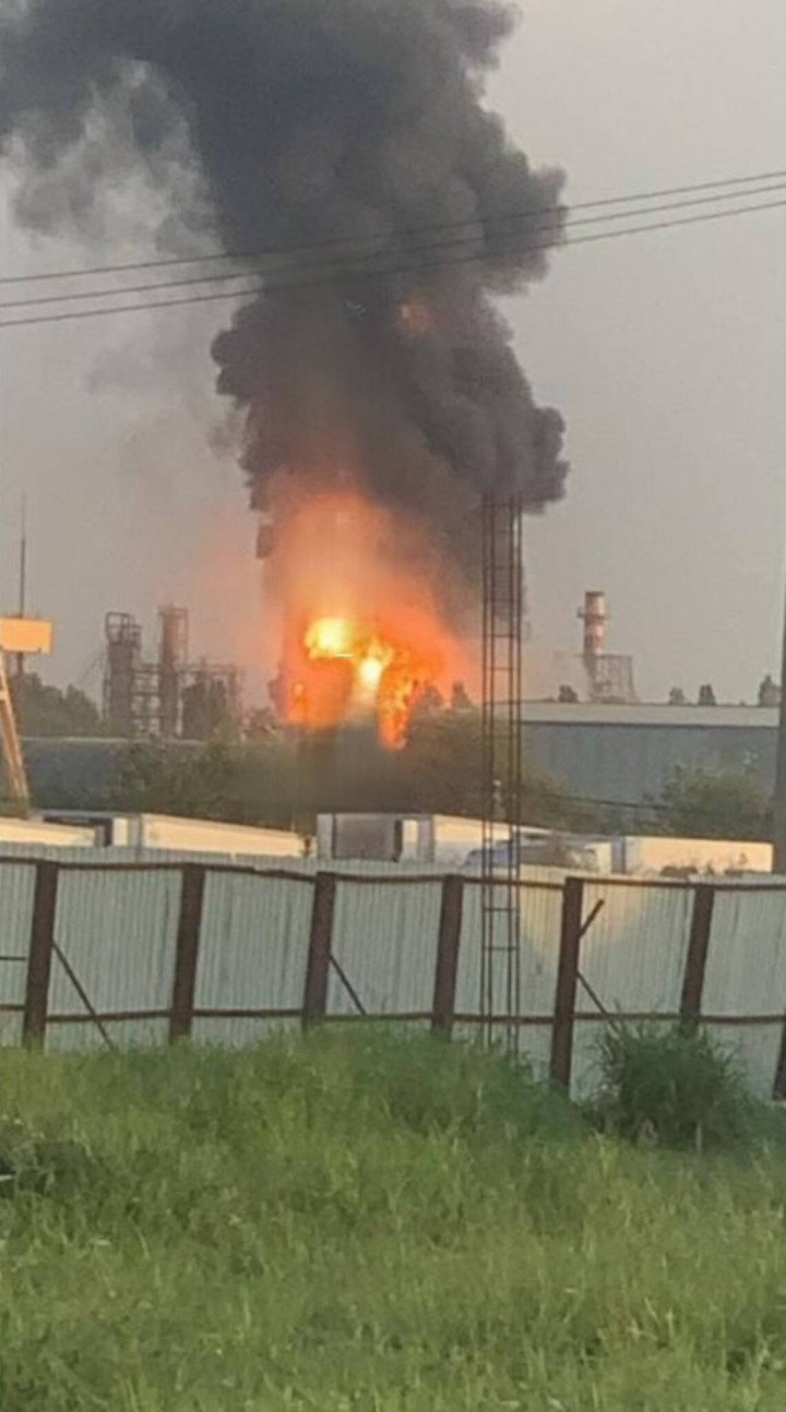 Aftermath of a drone strike on a Russian oil refinery in Krasnodar Krai, August 7, 2025. (Photo: open source)