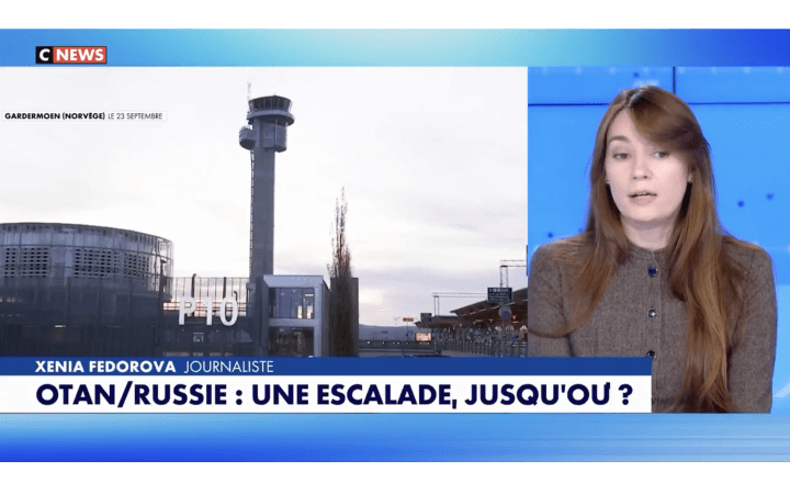 En CNEWS, Xenia Fedorova, exdirectora de RT Francia, niega que los incidentes con drones en el espacio aéreo europeo sean de origen ruso. (Fuente: CNEWS)