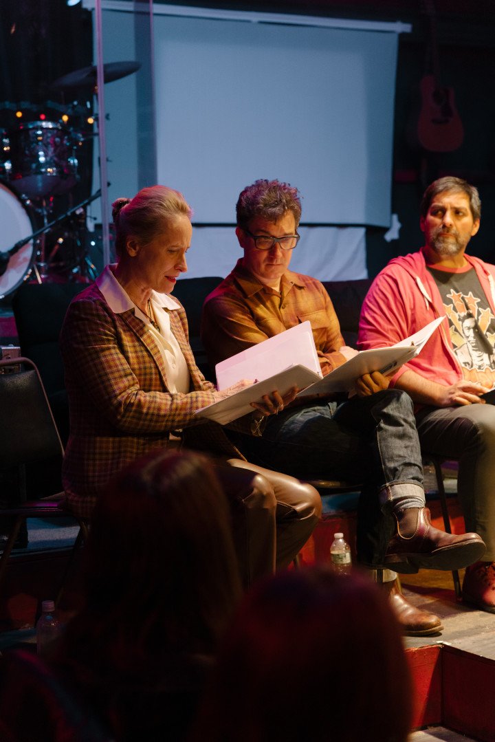 Laila Robins, Carson Elrod, and Jake Hart during the February 24, 2025 “Diary of War” theater reading. Photo: Tania Nikolaienko Laila Robins, Carson Elrod, and Jake Hart during the February 24, 2025 “Diary of War” theater reading. Photo: Tania Nikolaienko