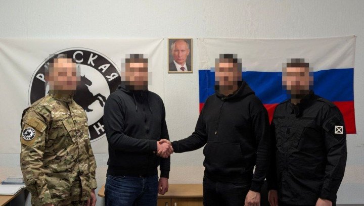 Russian Community with a poster of Russia’s leader Vladamir Putin (Source: Russian Community via Telegram) Russian Community with a poster of Russia’s leader Vladamir Putin (Source: Russian Community via Telegram)