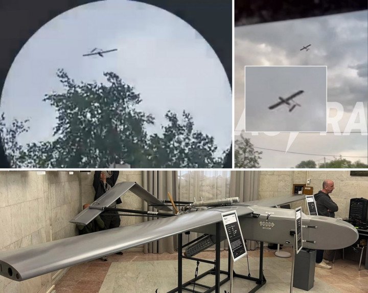Ukrainian FP-1 drone spotted in flight during recent strike near Moscow, alongside a close-up of its displayed model. (Source: Defense Express) Ukrainian FP-1 drone spotted in flight during recent strike near Moscow, alongside a close-up of its displayed model. (Source: Defense Express)