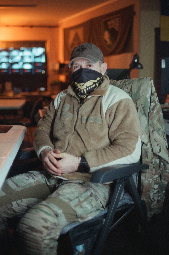 The commander of the 144th SOF of the Wolfborn Battalion of the 144th SOF center sits for portrait. March 2026. Photo by Joshua Olley/UNITED24 Media.