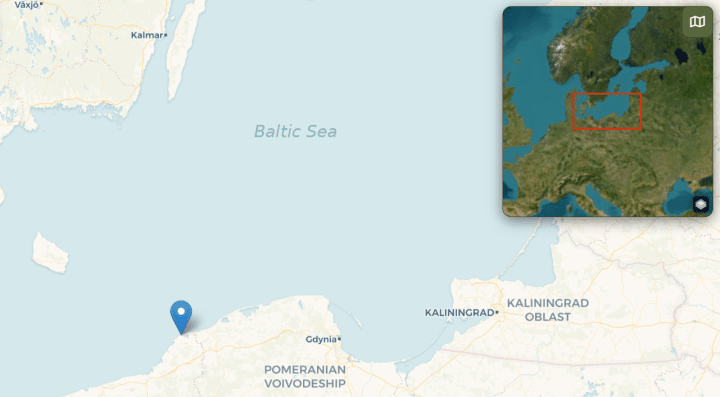 The location on Poland’s Baltic coast where a suspected Russian military drone was recovered near Rusinowo on September 14. (Photo: Open source) The location on Poland’s Baltic coast where a suspected Russian military drone was recovered near Rusinowo on September 14.