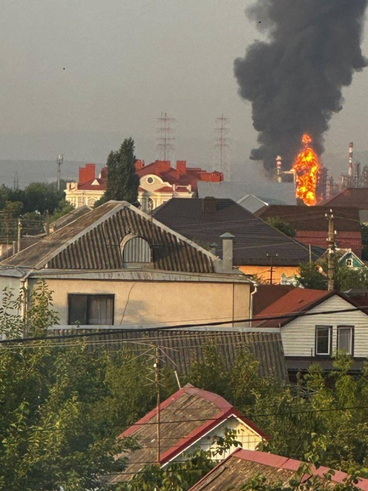 Aftermath of a drone strike on a Russian oil refinery in Krasnodar Krai, August 7, 2025. (Photo: open source)
