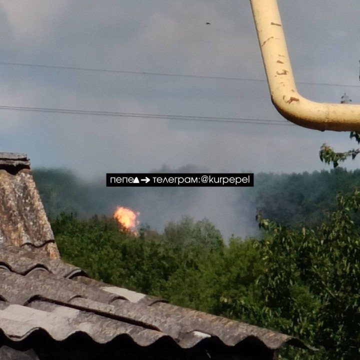 Fire burns at the site of a gas tanker railcar explosion following a reported drone strike in Russia’s Kursk region. (Source: Pepel) Fire burns at the site of a gas tanker railcar explosion following a reported drone strike in Russia’s Kursk region. (Source: Pepel)