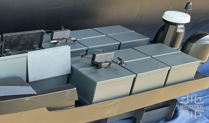 Close-up of Triton’s payload compartment, designed to carry drones, missiles, or other mission-specific equipment. (Source: Militarnyi) Close-up of Triton’s payload compartment, designed to carry drones, missiles, or other mission-specific equipment. (Source: Militarnyi)