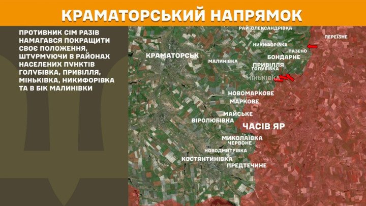 19 de marzo de 2026 — mapa del frente en Kramatorsk con ofensivas rusas para mejorar posiciones