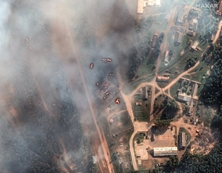 Aftermath of a Ukrainian attack on ammunition depot in Toropets, Tver region, Russia. (Source: X/George Barros) Aftermath of a Ukrainian attack on ammunition depot in Toropets, Tver region, Russia. (Source: X/George Barros)