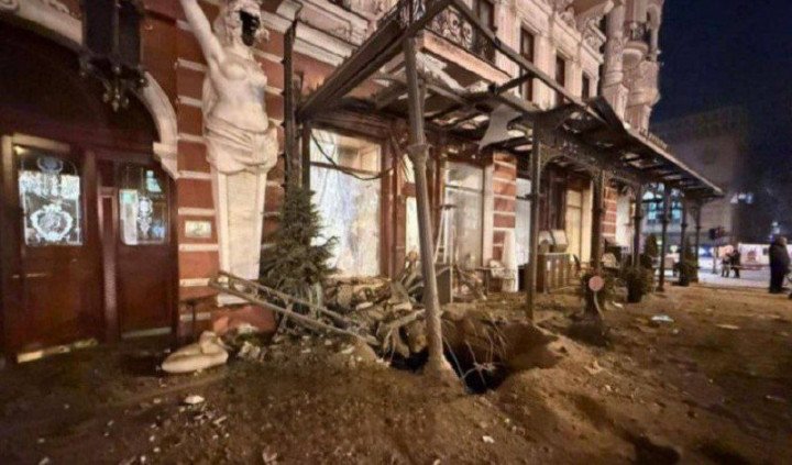 Damaged Bristol Hotel in Odesa, Ukraine. (Source: Telegram) Damaged Bristol Hotel in Odesa, Ukraine. (Source: Telegram)