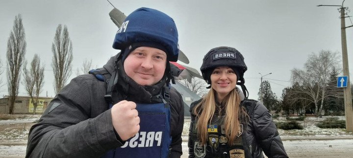 A photo of journalist Alyona Gramova and cameraman Yevhen Karmazin who were killed by Russia’s drone attack on a gas station in Kramatorsk, Donetsk region, Ukraine, on October 3, 2025. Open source photo.