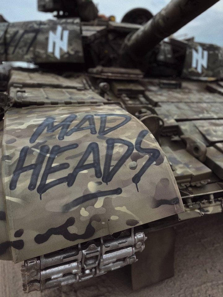 “We gave money for covering this tank in military prints, and the guys put Mad Heads on it,” says  Artem Vradii. Photo provided by Mad Heads.