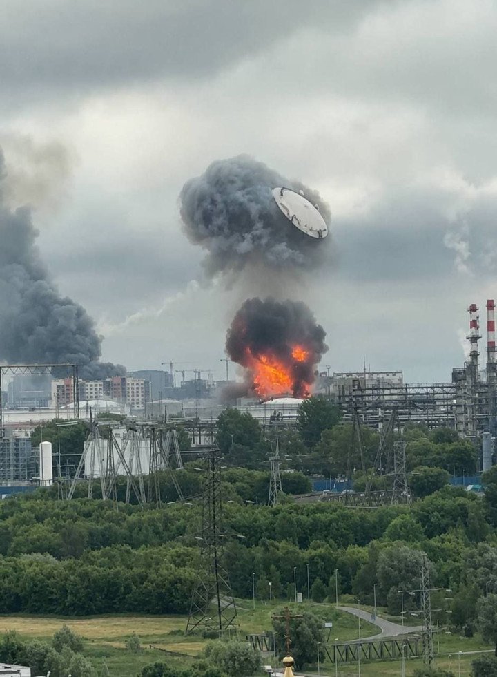Aftermath of a Ukrainian drone strike or a Russian air defense missile hit on a Russian oil refinery in Moscow, June 18, 2026. (Source: Exilenova_plus) Aftermath of a Ukrainian drone strike or a Russian air defense missile hit on a Russian oil refinery in Moscow, June 18, 2026.
