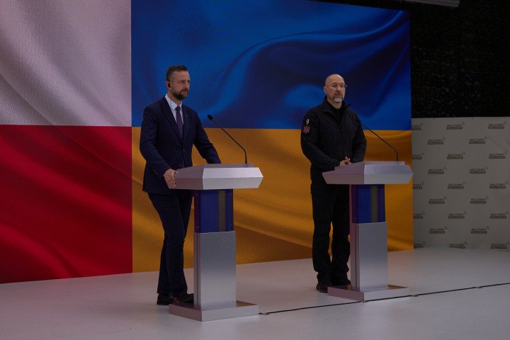 Polish Defense Minister Władysław Kosiniak-Kamysz and Ukrainian Defense Minister Denys Shmyhal during the press conference in Kyiv, Ukraine on September 18, 2025. (Source: UNITED24 Media / Mykyta Shandyba)