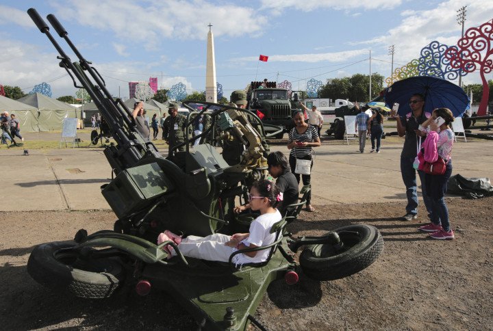 Children sit on a Russian-made mountain anti-aircraft machine gun ZGU-1 during an exhibition to celebrate the 44th anniversary of the Nicaraguan Revolution, July 2023. (Source: Oswaldo Rivas via Getty Images) Children sit on a Russian-made mountain anti-aircraft machine gun ZGU-1 during an exhibition to celebrate the 44th anniversary of the Nicaraguan Revolution, July 2023. (Source: Oswaldo Rivas via Getty Images)