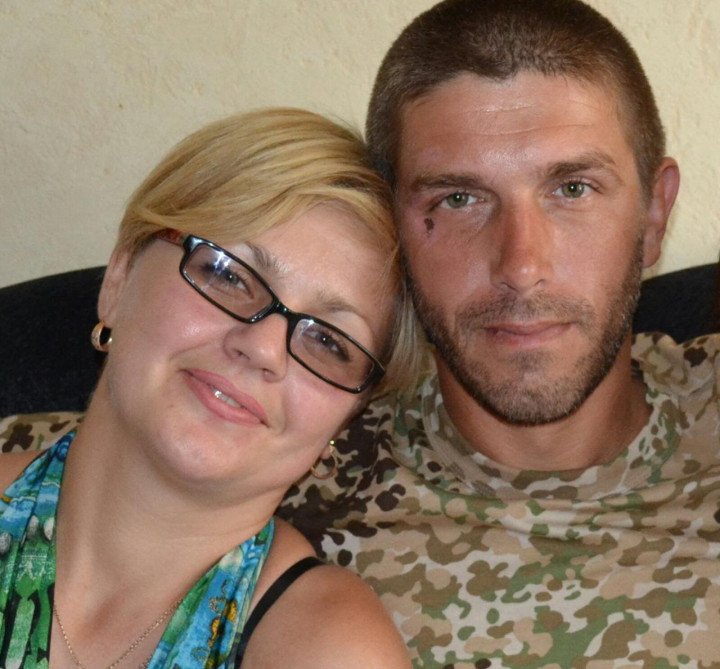 Maryna and Vasyl in Nikopol during one of his rotations in 2014. (Source: Maryna's personal archive)