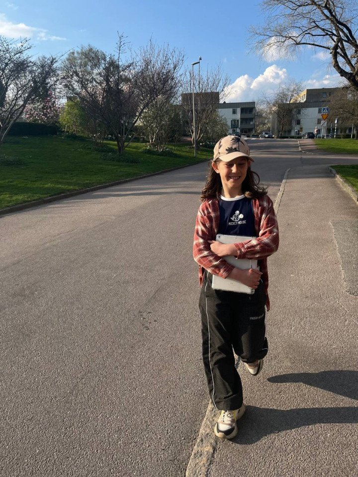 Amina, 9, was born and raised in Kharkiv, now she lives near Gothenburg in Sweden. Photo: Liliia Hasanova