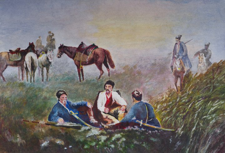 Watercolor painting of Ukrainian cossacks in morning watch (Getty Images) Watercolor painting of Ukrainian cossacks in morning watch (Getty Images)