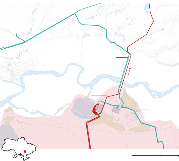 Graphic showing Russia’s new power line construction toward Zaporizhzhia Nuclear Plant through occupied territory. (Source: Guardian, based on Greenpeace satellite imagery and analysis by ISW and AEI’s Critical Threats Project, September 25, 2025) Graphic showing Russia’s new power line construction toward Zaporizhzhia Nuclear Plant through occupied territory. (Source: Guardian, based on Greenpeace satellite imagery and analysis by ISW and AEI’s Critical Threats Project, September 25, 2025)