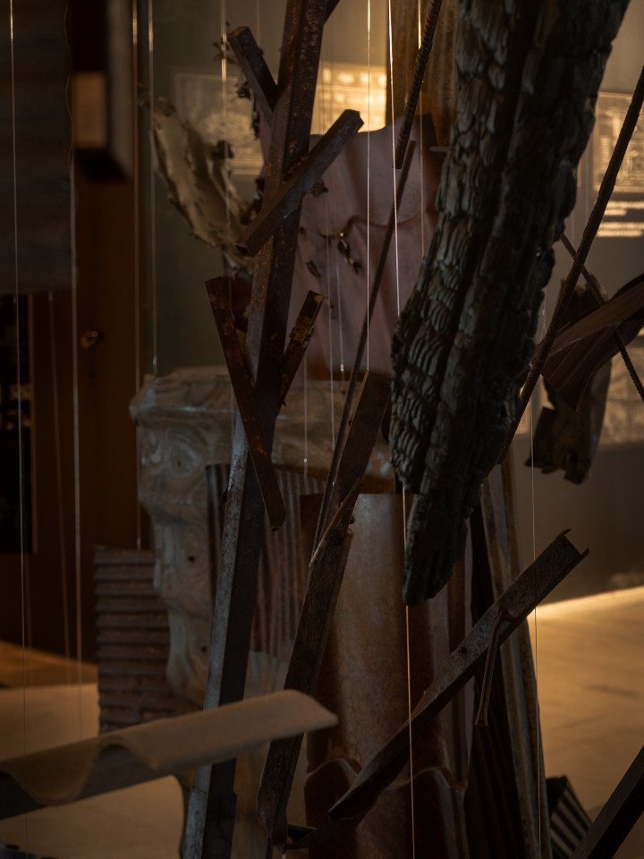 An abstract installation depicting the impact of destruction and rebuilding in Ukraine's ongoing war, captured at the Venice Biennale. (Photo: Ivanna Lipych)