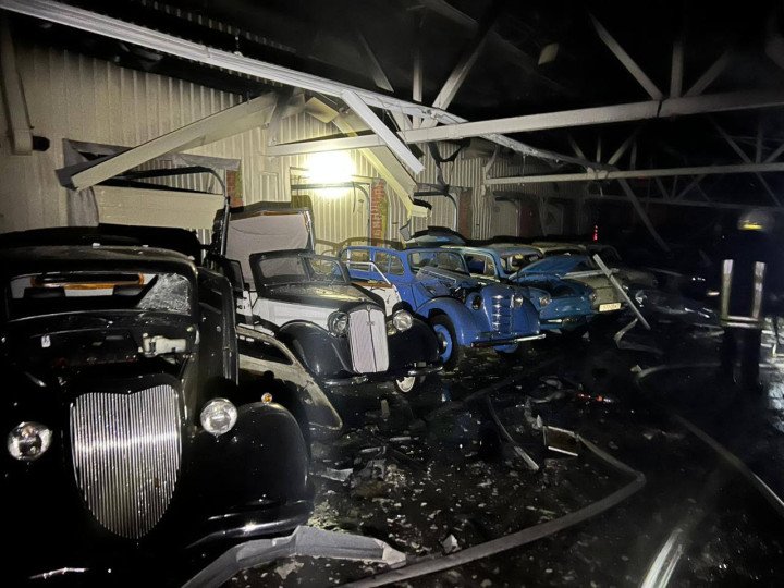 The aftermath of Russia’s drone attack on the Kyiv region, damaging a a vintage car museum, January 28, 2025. (Source: The Head of the Kyiv Regional State Administration, Mykola Kalashnyk / Telegram) The aftermath of Russia’s drone attack on the Kyiv region, damaging a a vintage car museum, January 28, 2025. (Source: The Head of the Kyiv Regional State Administration, Mykola Kalashnyk / Telegram)