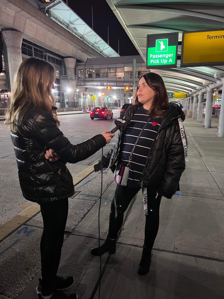 NY1's Stef Manisero interviews Olesia on arrival at JFK airport. Early March 2022. Photo: Olesia Ostafiieva NY1's Stef Manisero interviews Olesia on arrival at JFK airport. Early March 2022. Photo: Olesia Ostafiieva