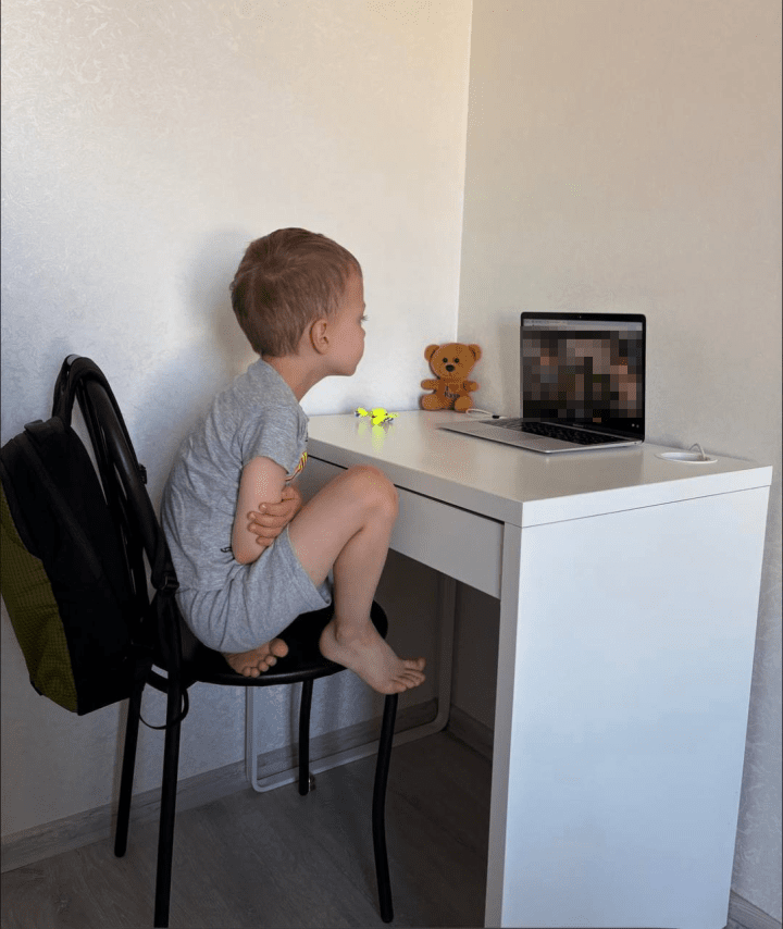 Robert attends his first school lessons online. (Source: Denys' personal archive) Robert attends his first school lessons online. (Source: Denys' personal archive)