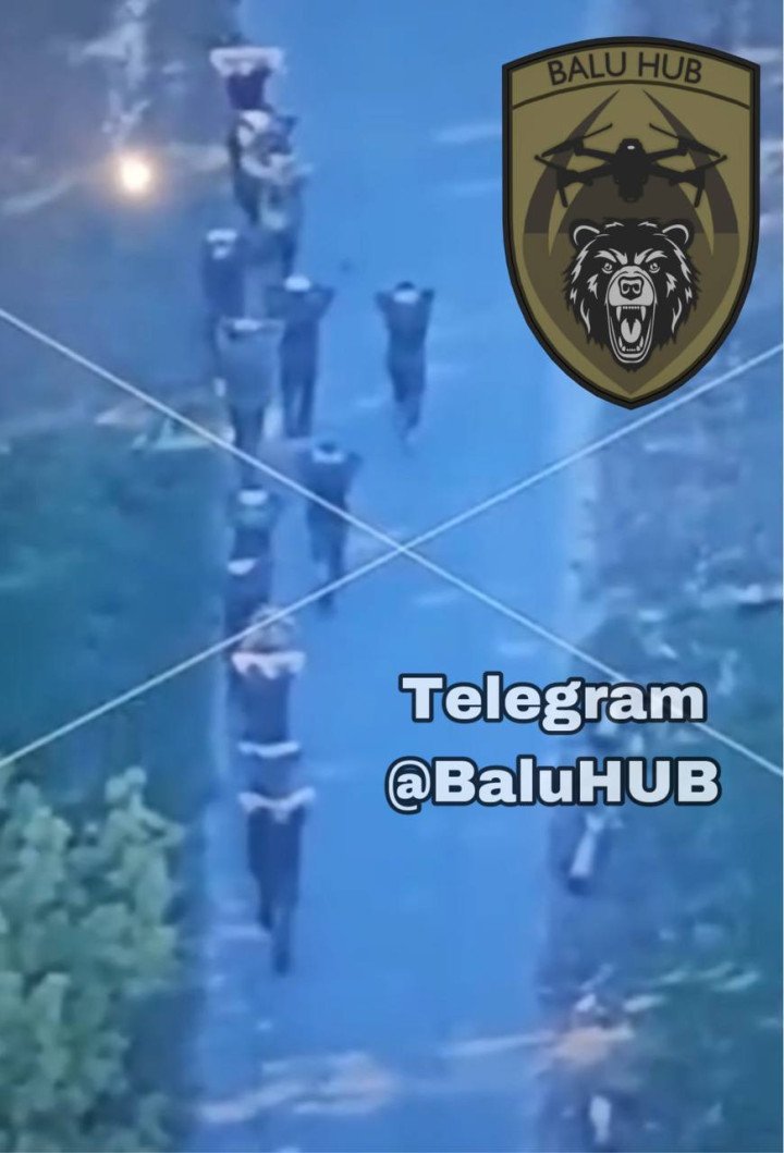 Russian military unit surrendering in Kursk region. (Source: Telegram channels) Russian military unit surrendering in Kursk region. (Source: Telegram channels)