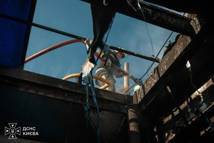 Firefighters work inside a market building damaged by a Russian overnight attack in Kyiv on August 16, 2026. (Source: Kyiv SES) Firefighters work inside a market building damaged by a Russian overnight attack in Kyiv on August 16, 2026. (Source: Kyiv SES)